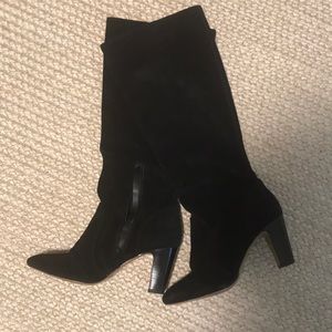 Black suede knee high boots